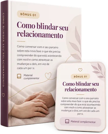 Mockup do material Como blindar seu relacionamento, em livro e cartão de bolso